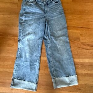 Size 11 NWTs, Judy Blue V-Front baggy fit, raw hem Cuffed Wide-Leg Jeans